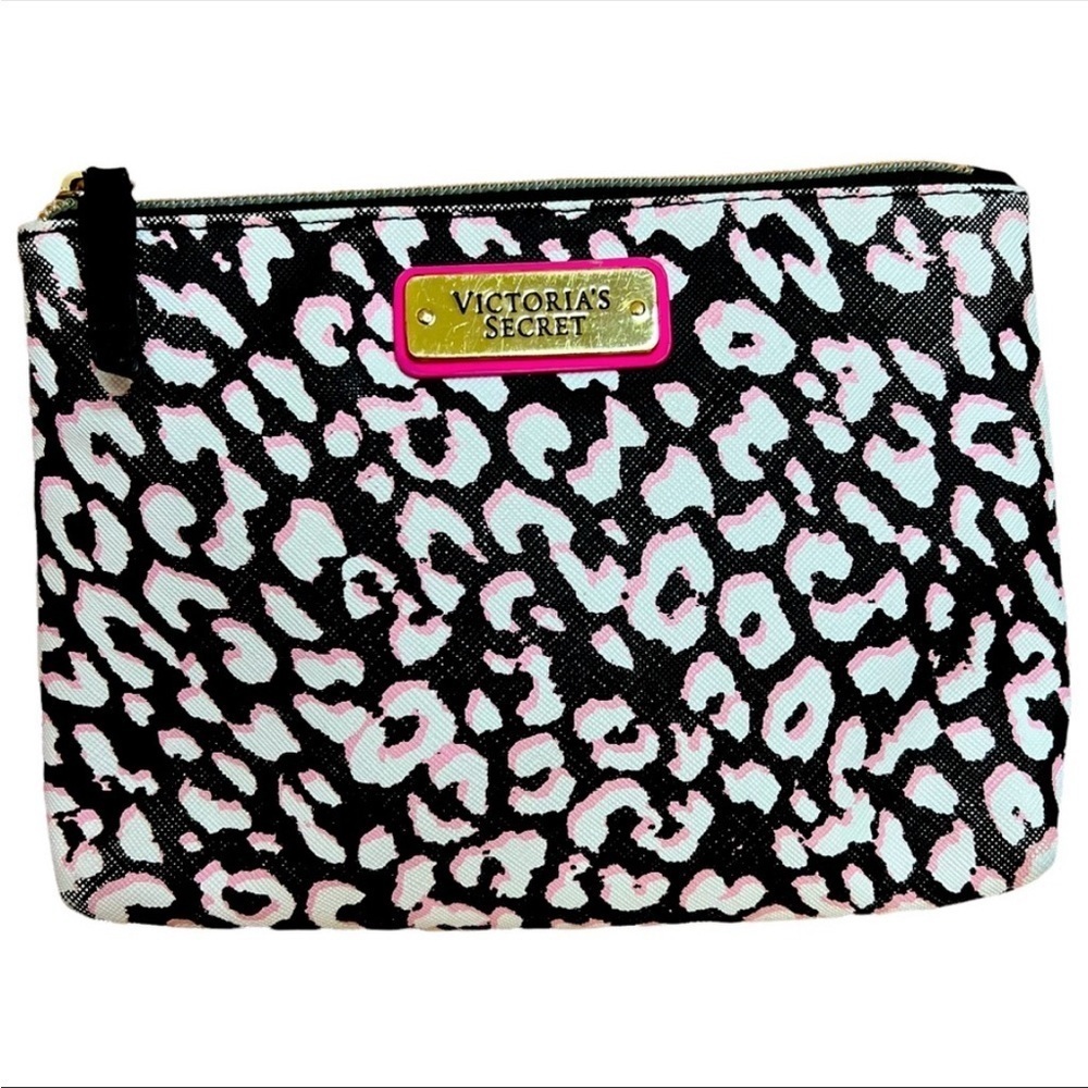Victoria's Secret Leopard Animal Print Makeup Pouch Case Ziptop